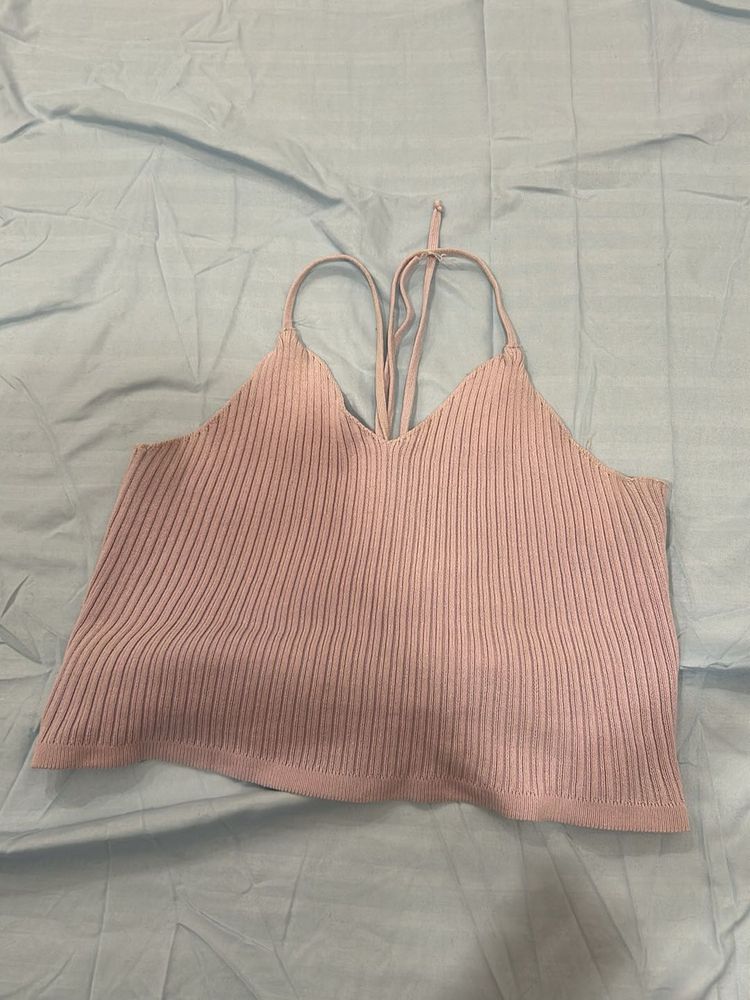 Ribbed Halter Neck Tank Top