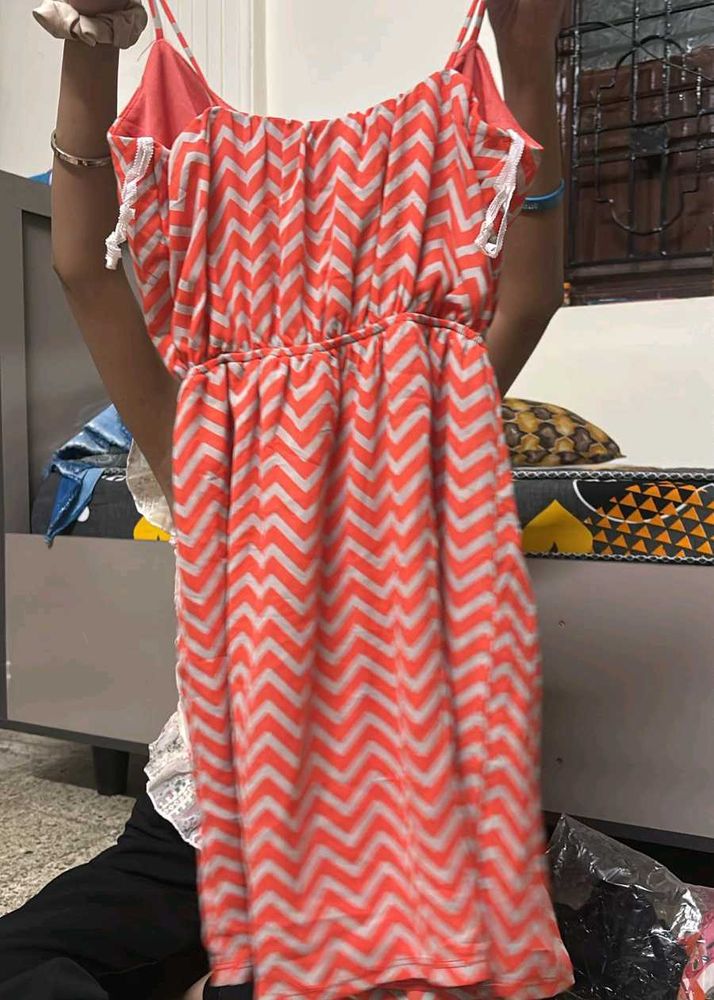 Chevron Print Spaghetti Strap Dress