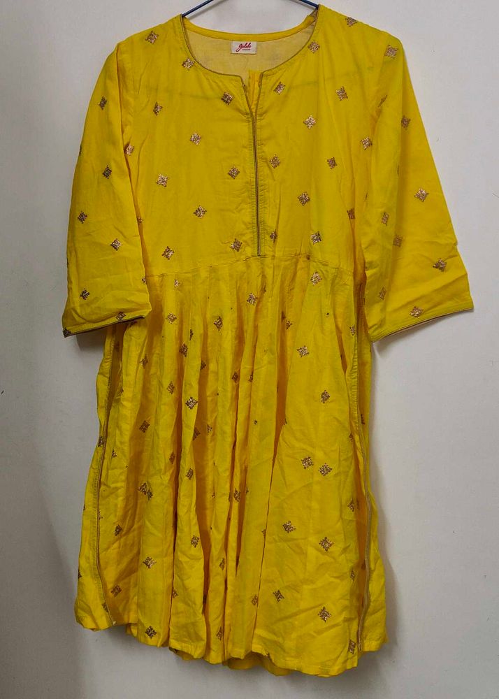 Yellow Embroidered Kurta