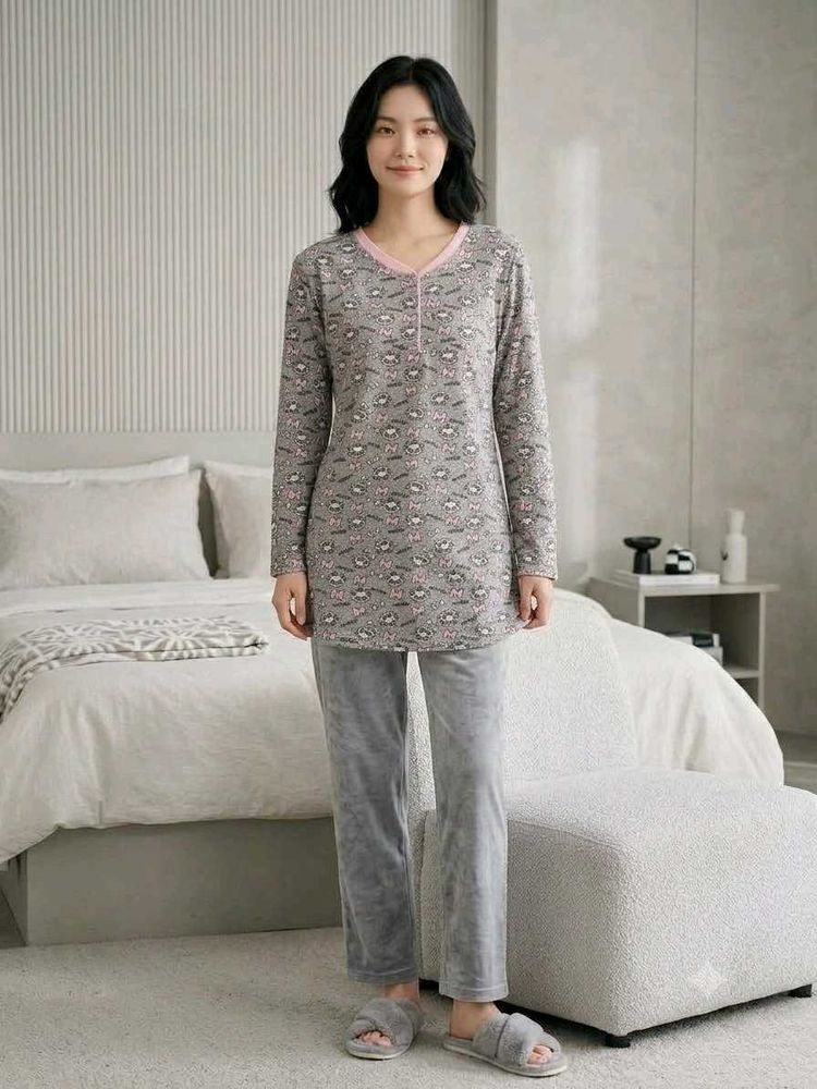 Cozy Pajama Set with Cute Print
