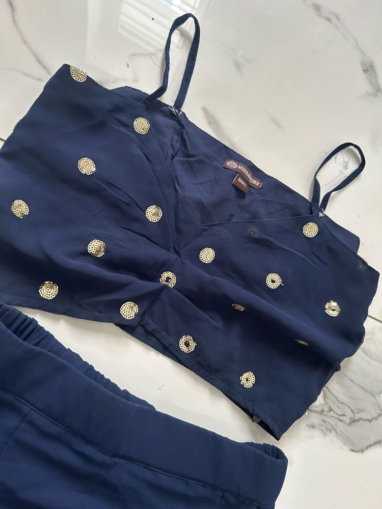 Navy Ethnic Co ord set With Jacket
