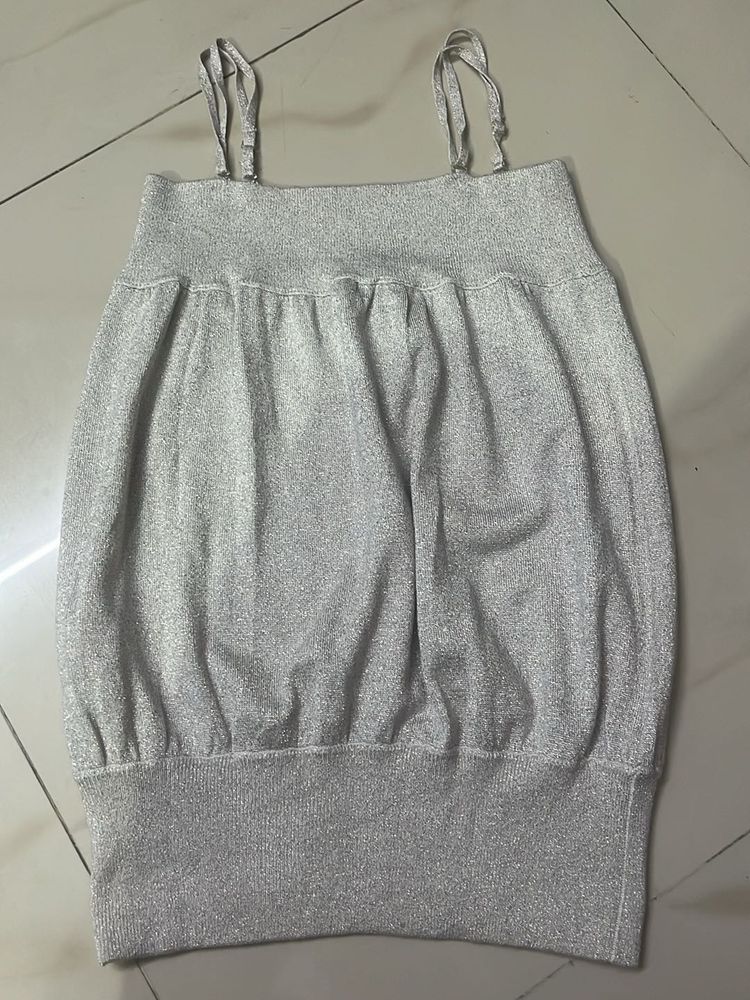 Sparkly Silver Spaghetti Strap Top