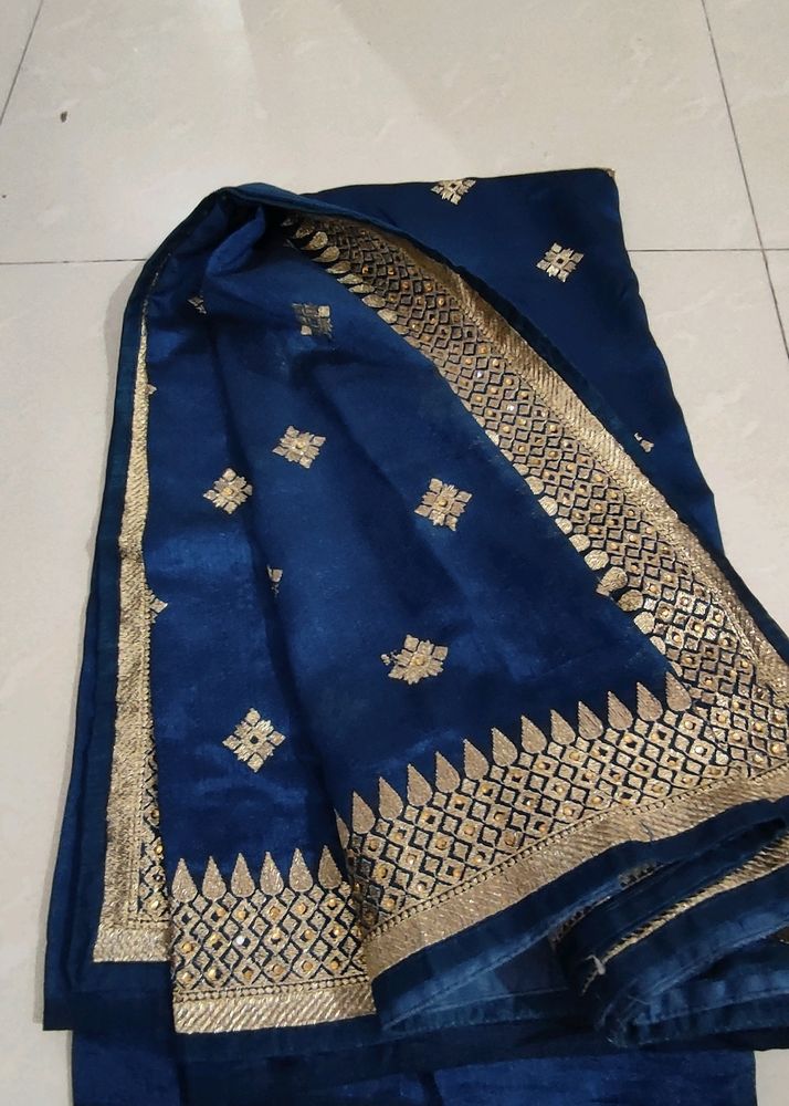 Embroidery Light Weight Saree With Blause One Time