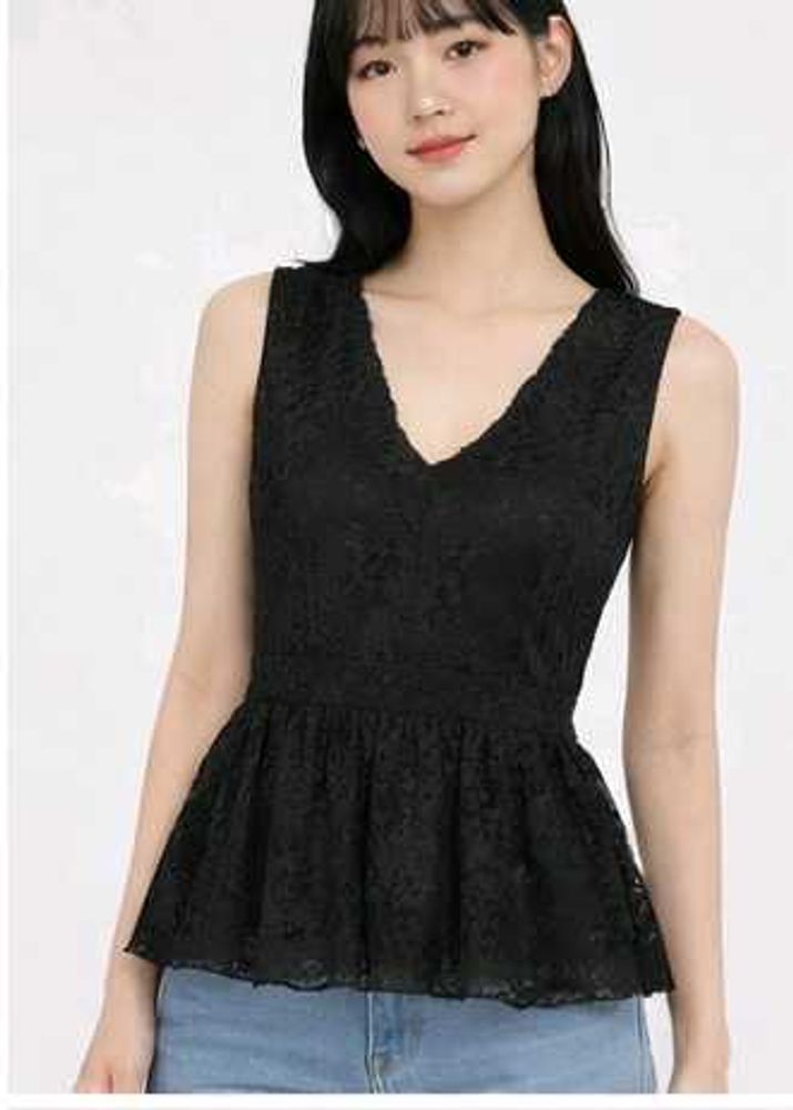 Korean black net top