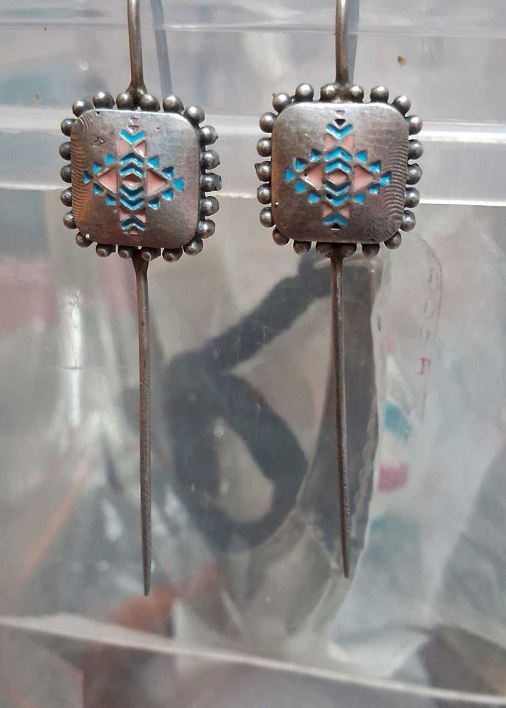 Unique western silver brass bugadi earrings