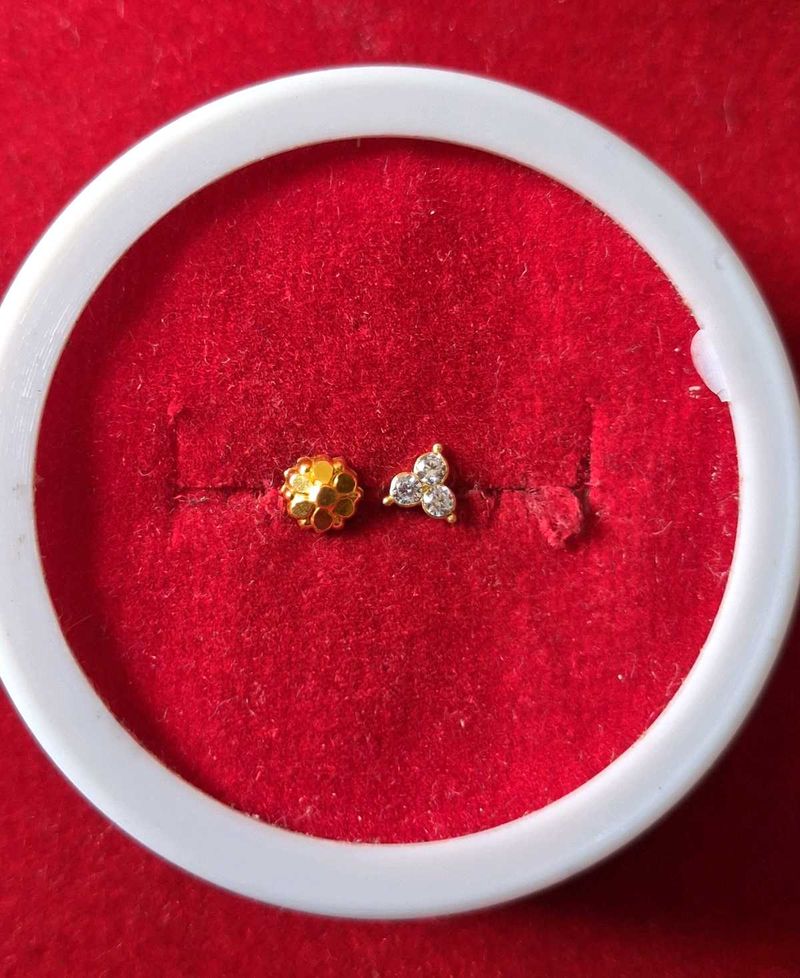 Elegant Gold &amp; Diamond Nose Pins