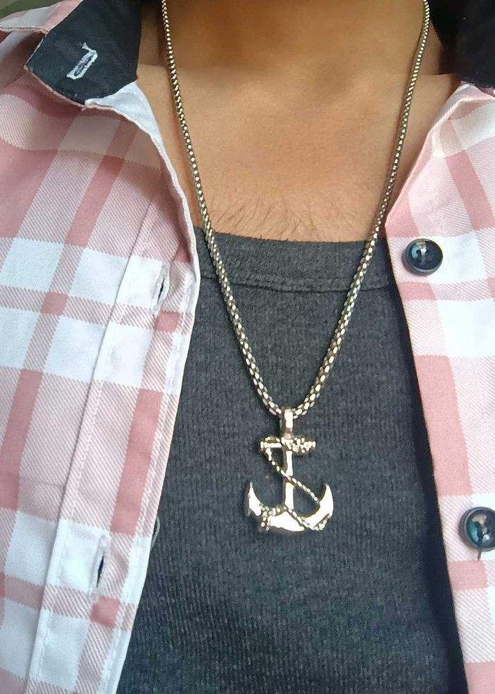 Men's Anchor Pendant Chain Necklace