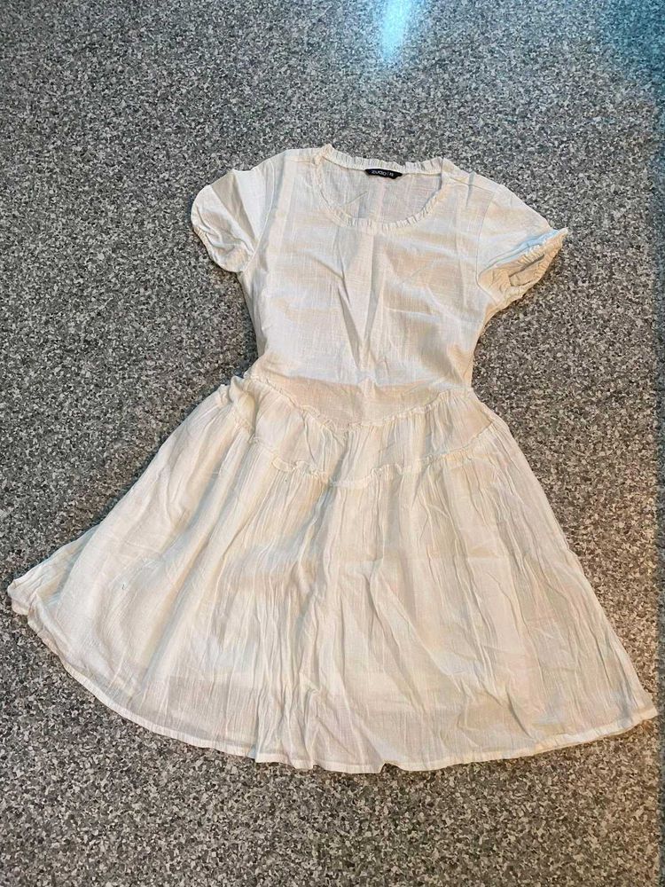 Boho White Cotton Tiered Midi Dress| Fixed price