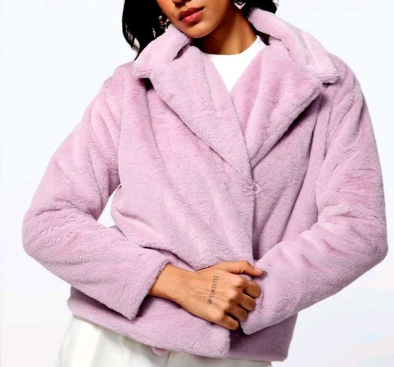 Fuzzy Lavender Cropped Jacket