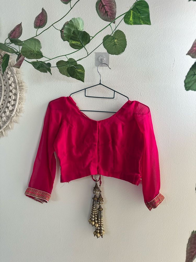 Heavy Bridal Vibrant Pink Ethnic Blouse