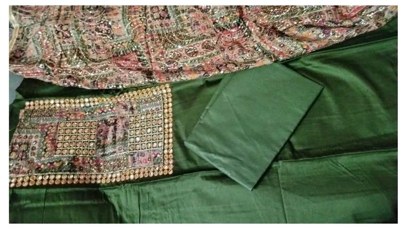 Elegant Green mirror work Ethnic Suit