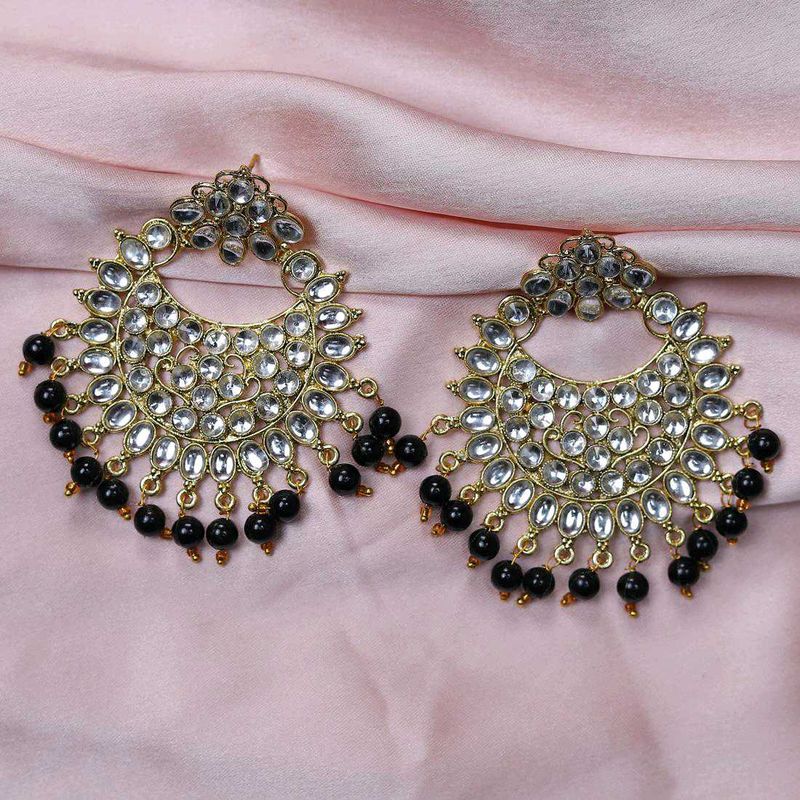 Heavy Elegant Black Pearl &amp; Crystal Earrings