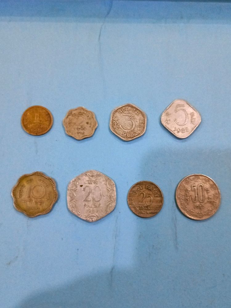 1,2,3,5,10,20,25,50 Paisa Old Coin