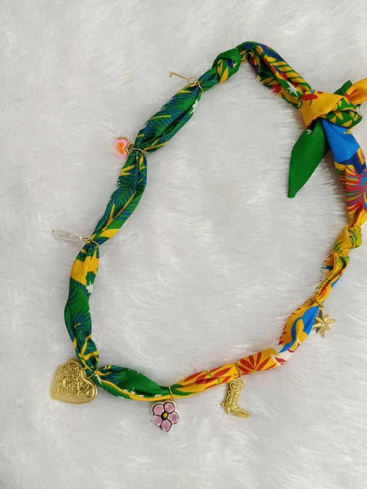 Boho Scarf Necklace with Charms