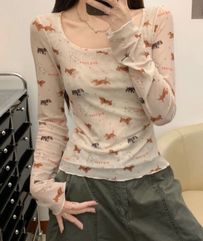 Cute Dog Print pullover top