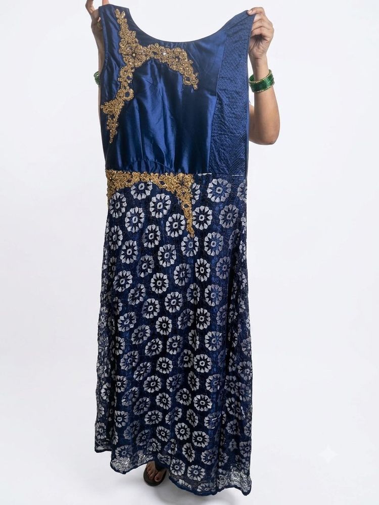 Stunning Blue Embroidered Ethnic Gown