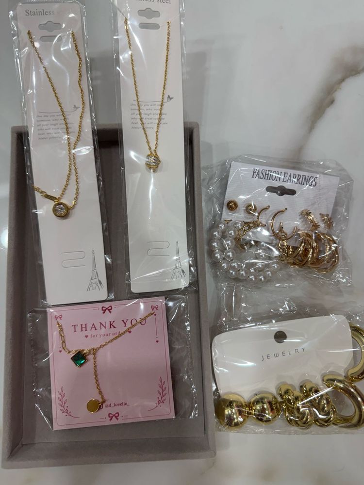 Combo of 5 Gold Tone Necklace &amp; Earring Set