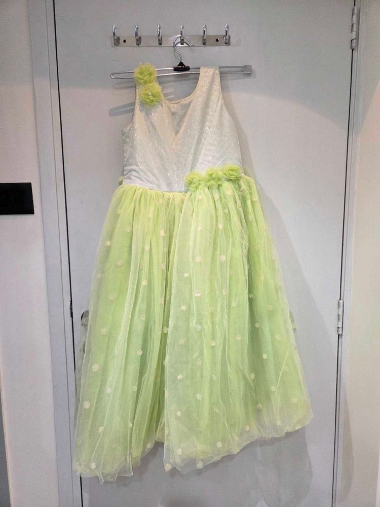 Sparkly White &amp; Lime Green Party Dress