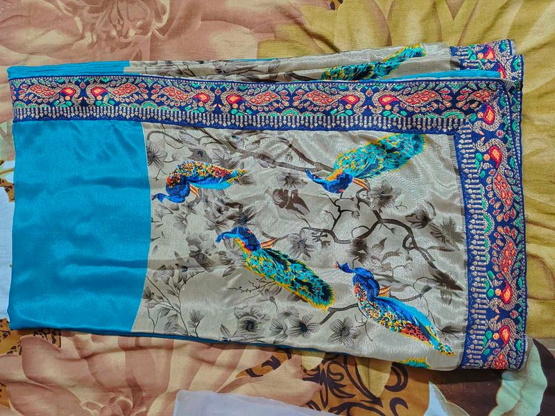 Peacock Print Saree