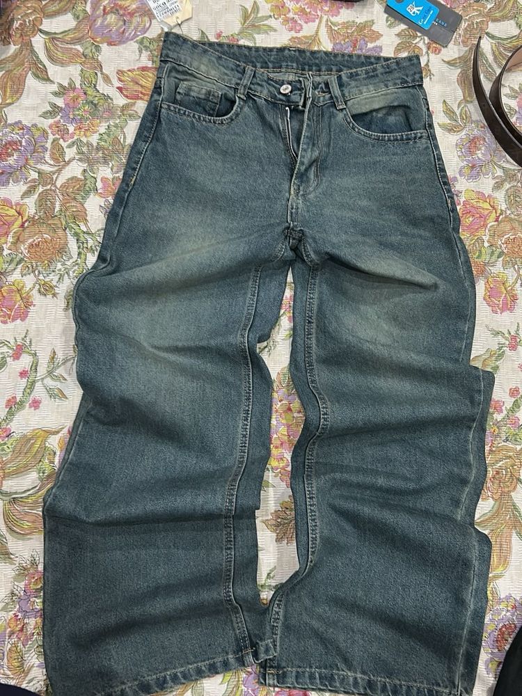 Trendy Baggy Blue Denim Jeans
