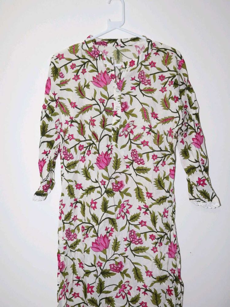 Floral Print Cotton Kurta