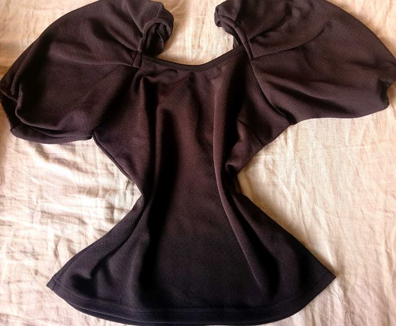 Black Puff Sleeve Top