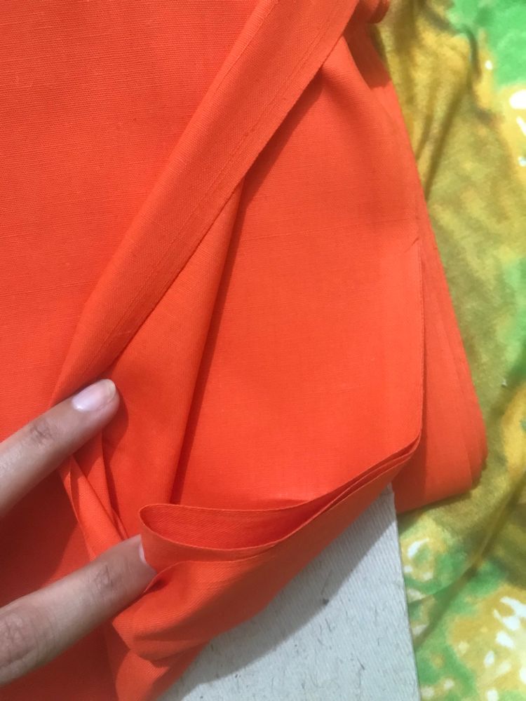 Multi Purpose Cotton Fabric Saffron Color