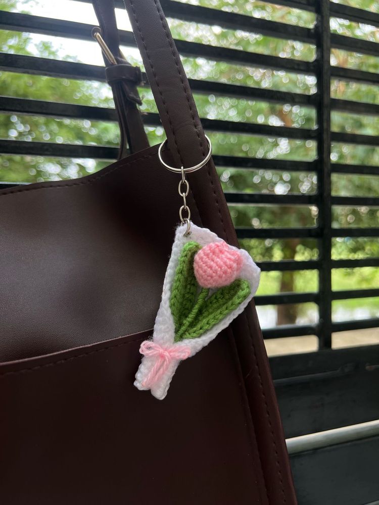 Crocheted Flower Bouquet Keychain Set
