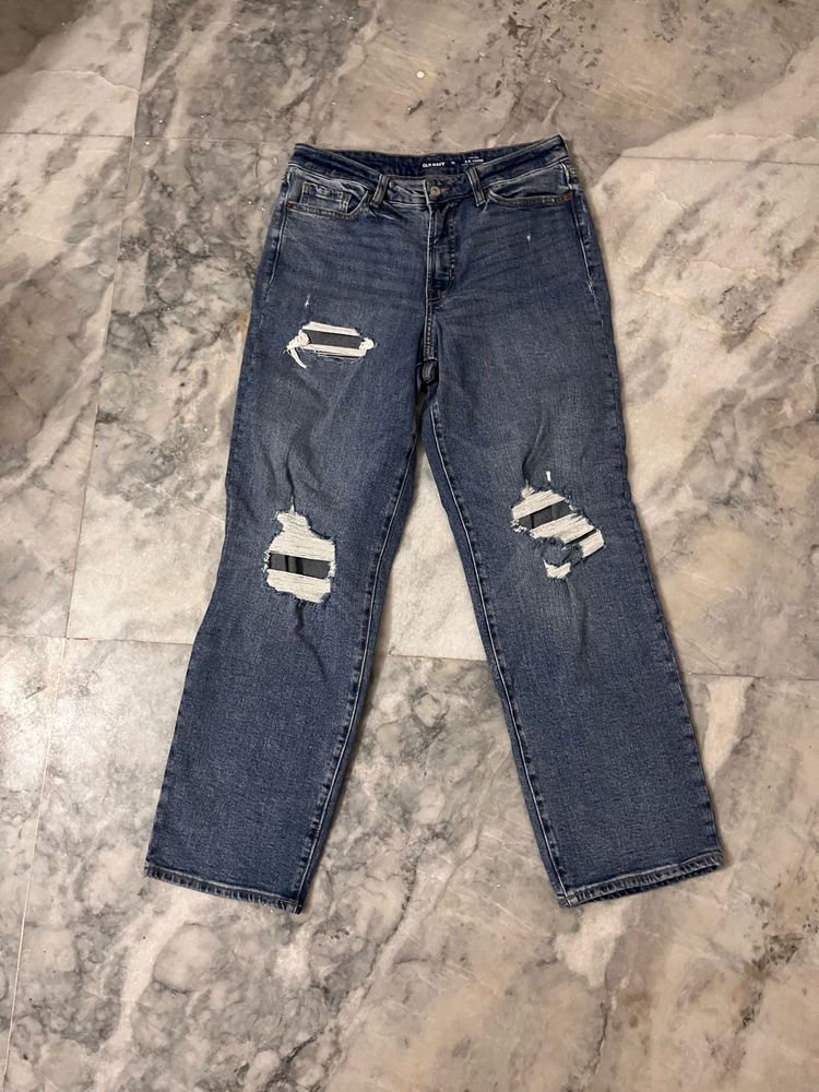 Old Navy Distressed Straight Leg Jeans