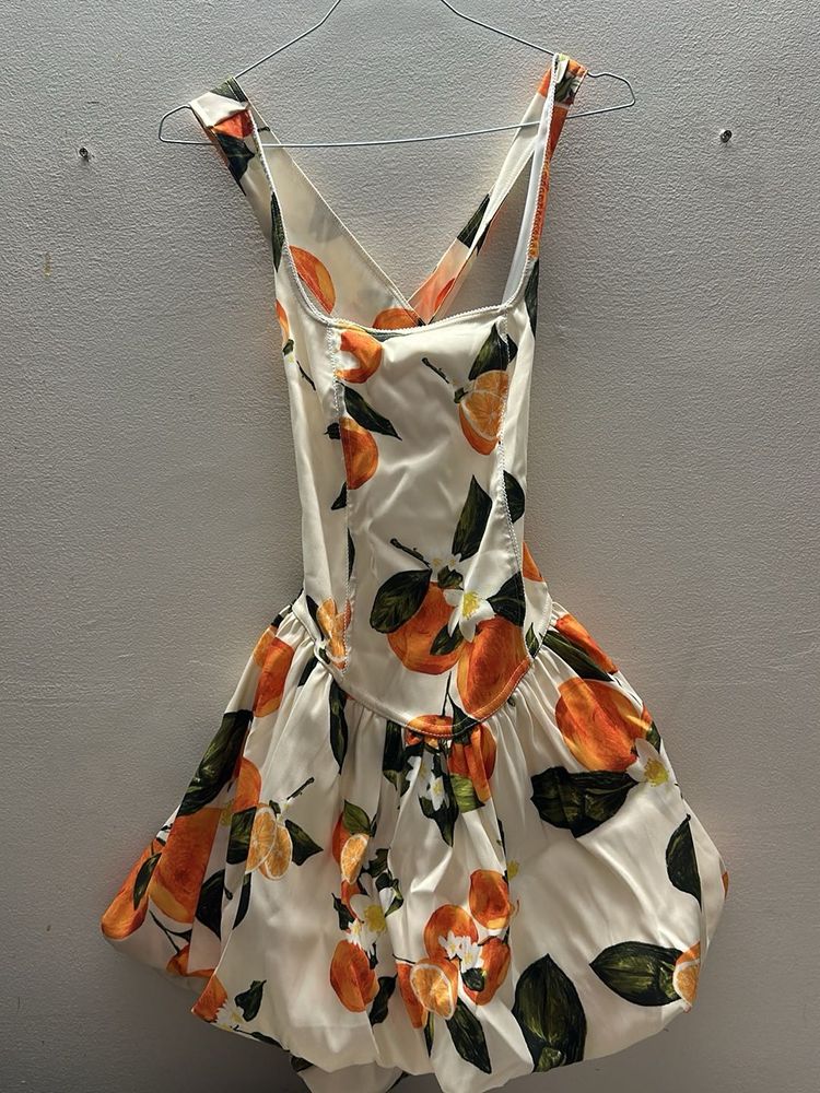 Chic Orange Print Mini Dress