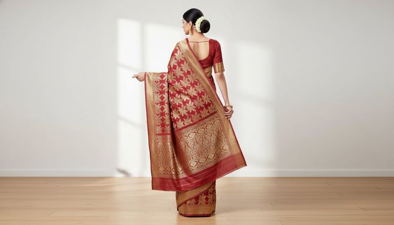 Elegant Red &amp; Gold Silk Saree