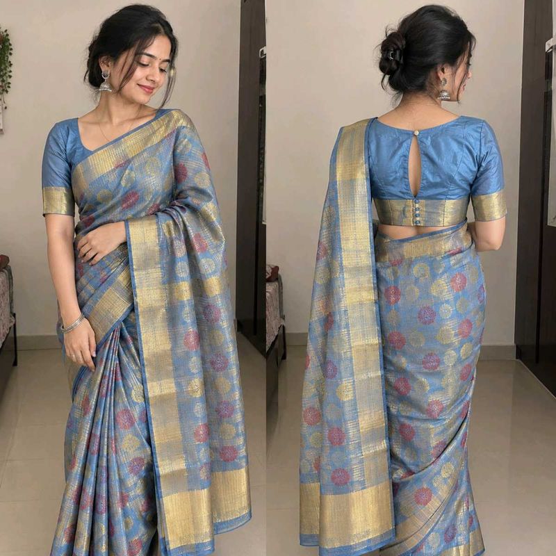 Elegant Blue Banarasi Silk Saree