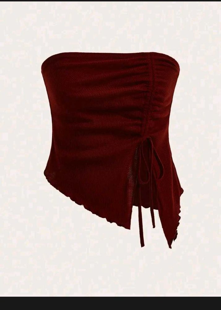 Chic Ruched Tube Top with Drawstring Detail