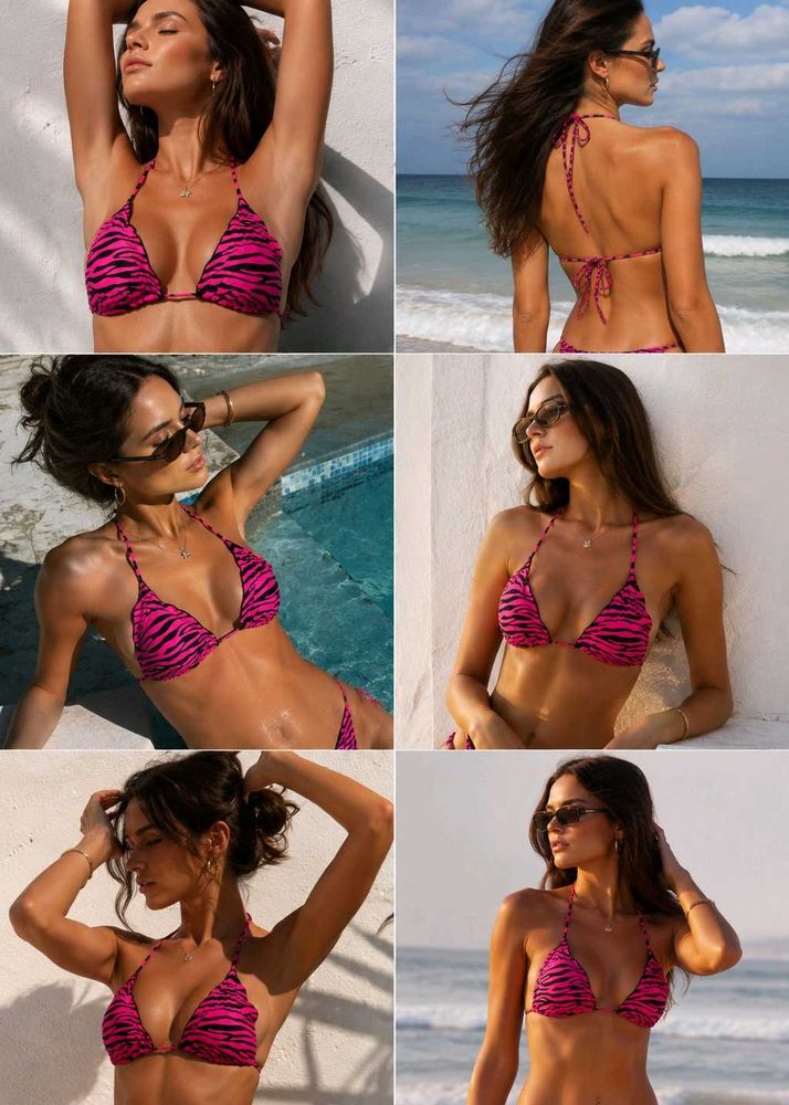 Hot Pink Tiger Print Bikini Top