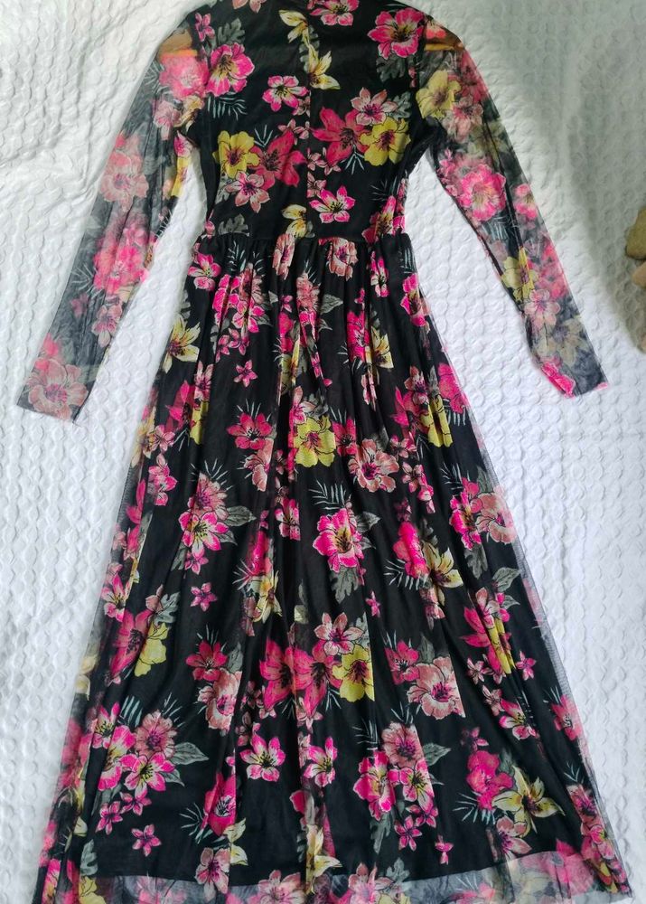 Here&amp;Now Floral Mesh Maxi Dress