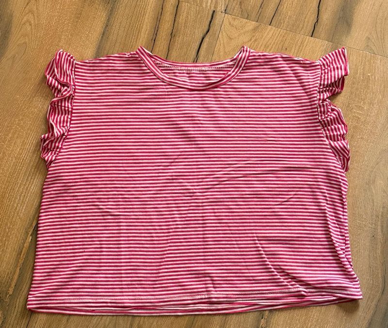 Striped Ruffle Sleeve Top