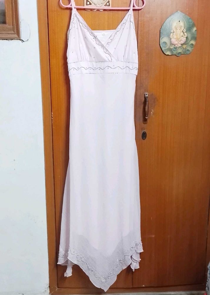 Light Pink Beaded Spaghetti Strap Dress