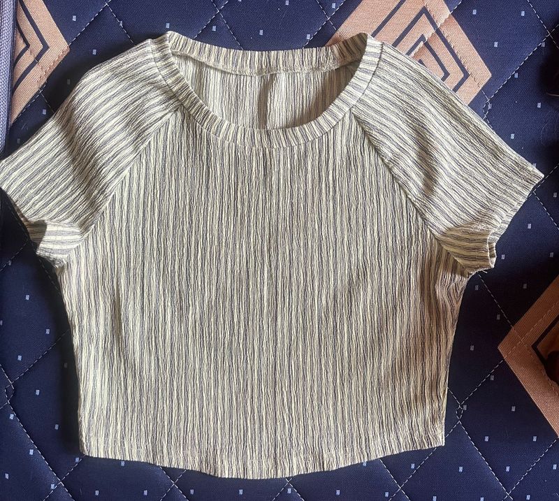 Striped Textured Cropped Top