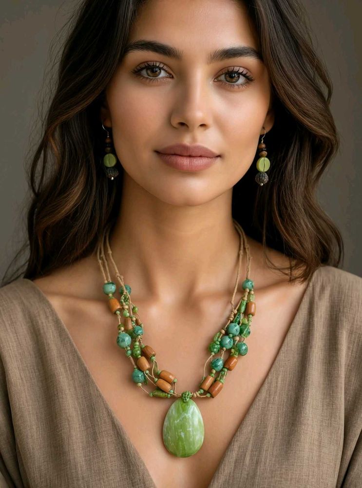 Boho Beaded Necklace and Earrings Set