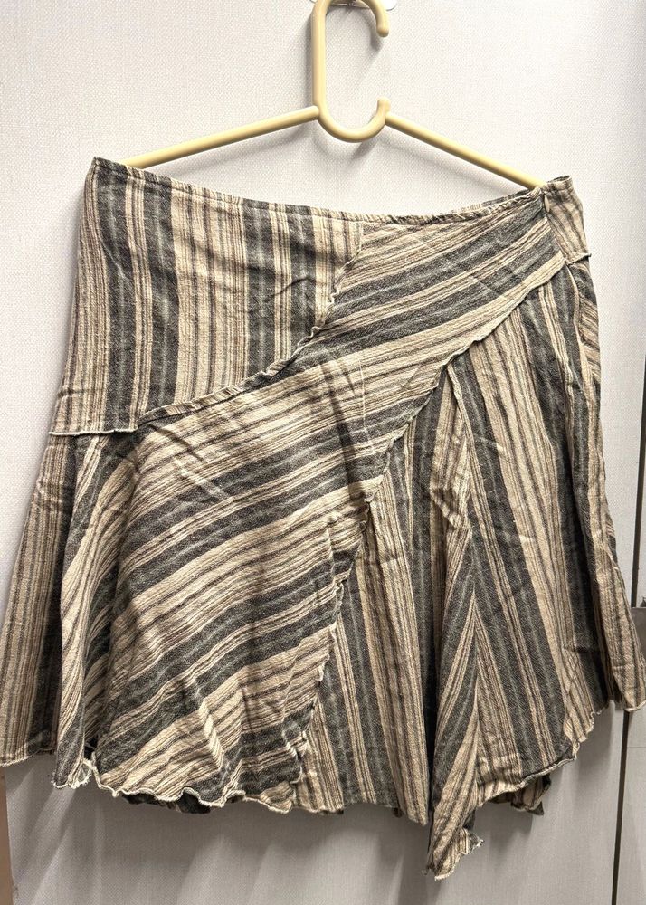 Striped Asymmetrical Mini Skirt