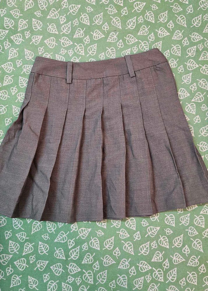 Grey Pleated Mini Skirt