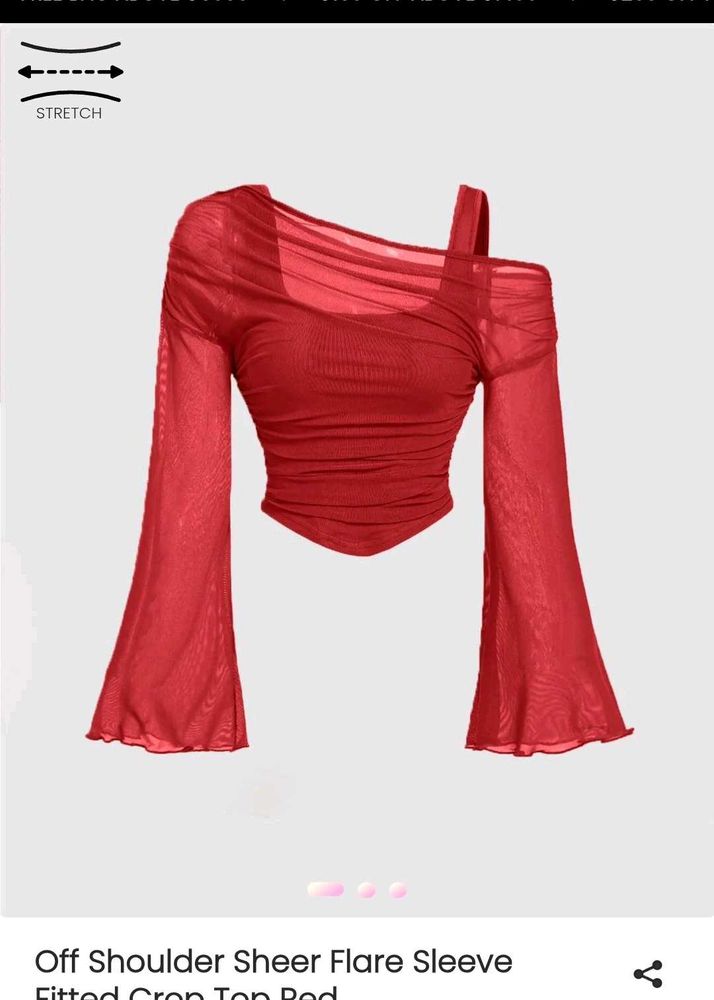 LittleBox Red Shear Off-Shoulder Top