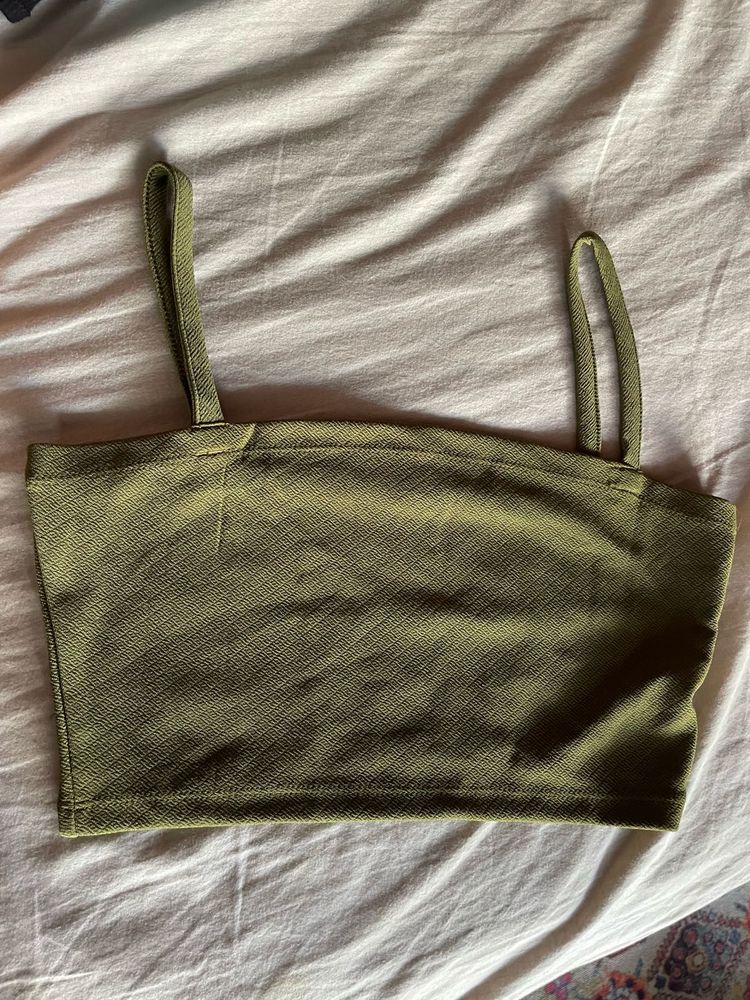Olive Green Cropped Tank Top