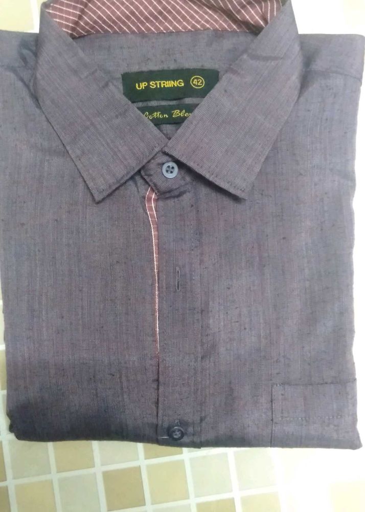 Men's UP STRING Cotton Blend Purple Shirt