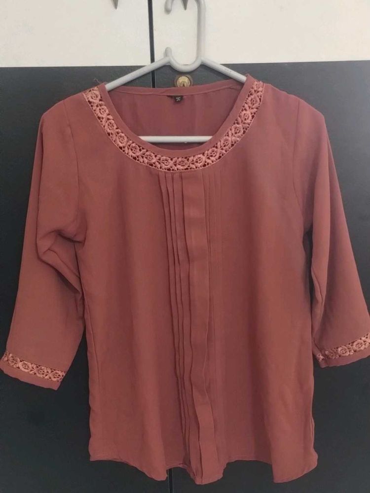 Elegant Embellished Neckline Blouse