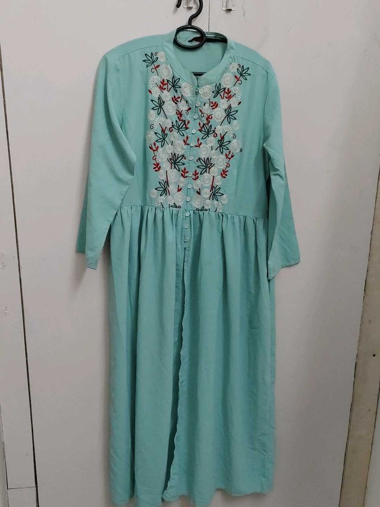 Embroidered Teal Maxi Kurta