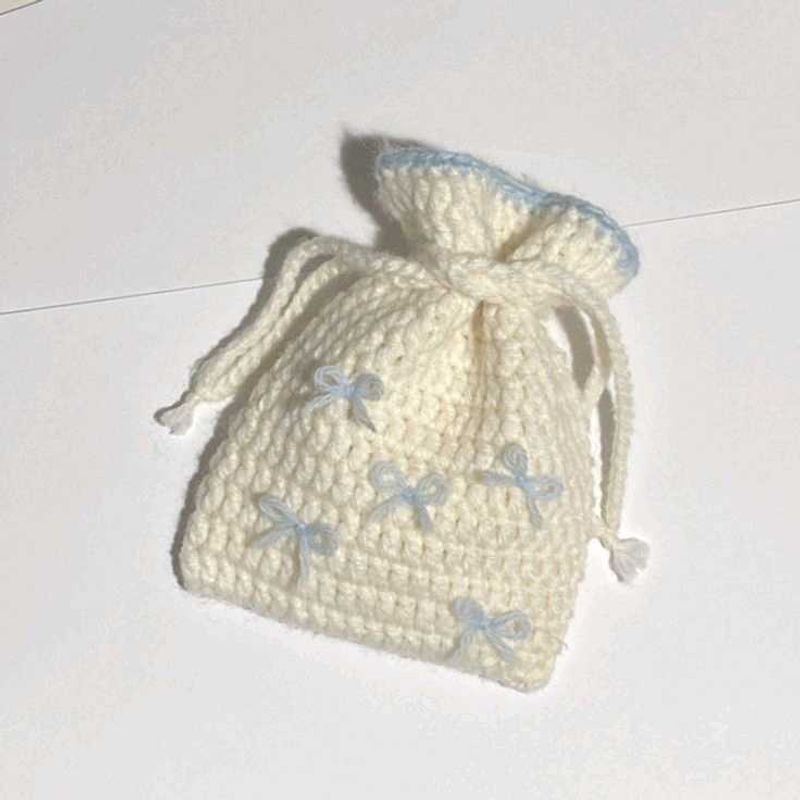 Cute Crocheted Drawstring Pouch Bag
