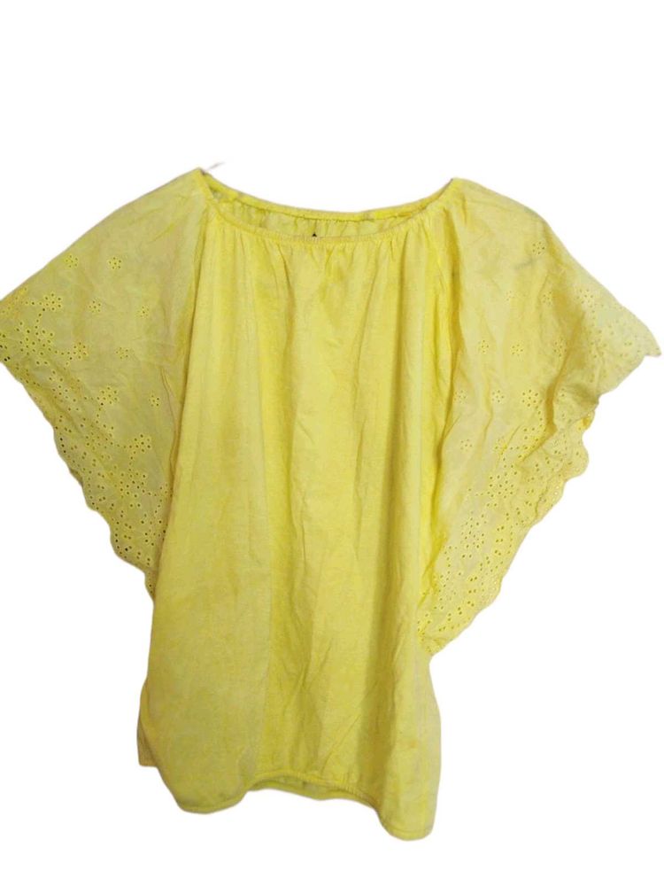 Lemon Yellow Butterfly Sleeves Top