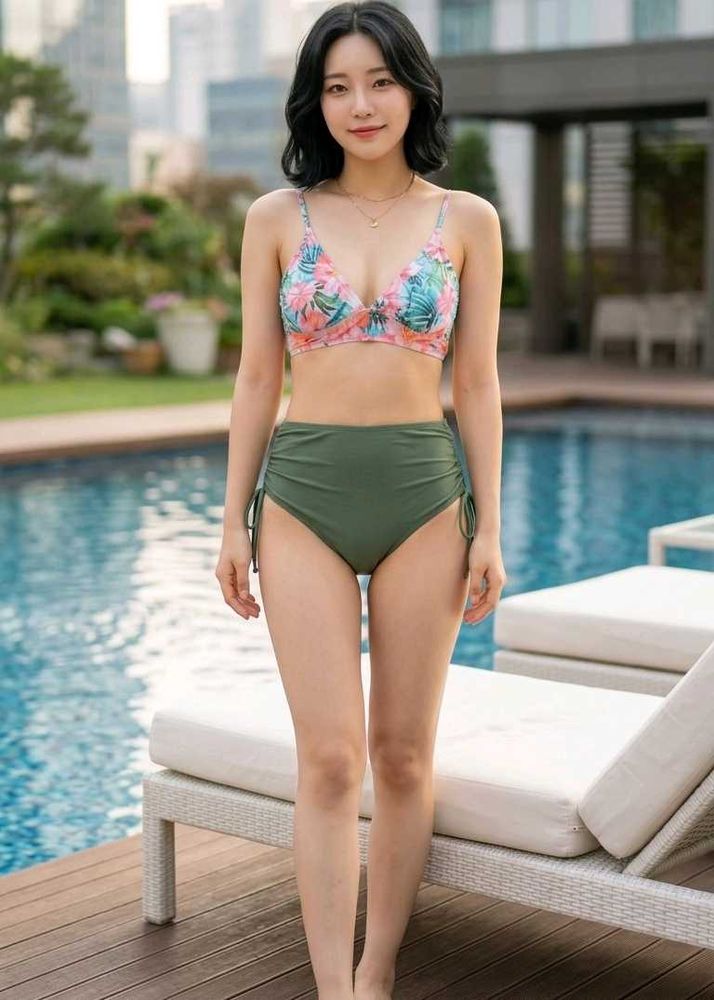 Floral High waist bikini set
