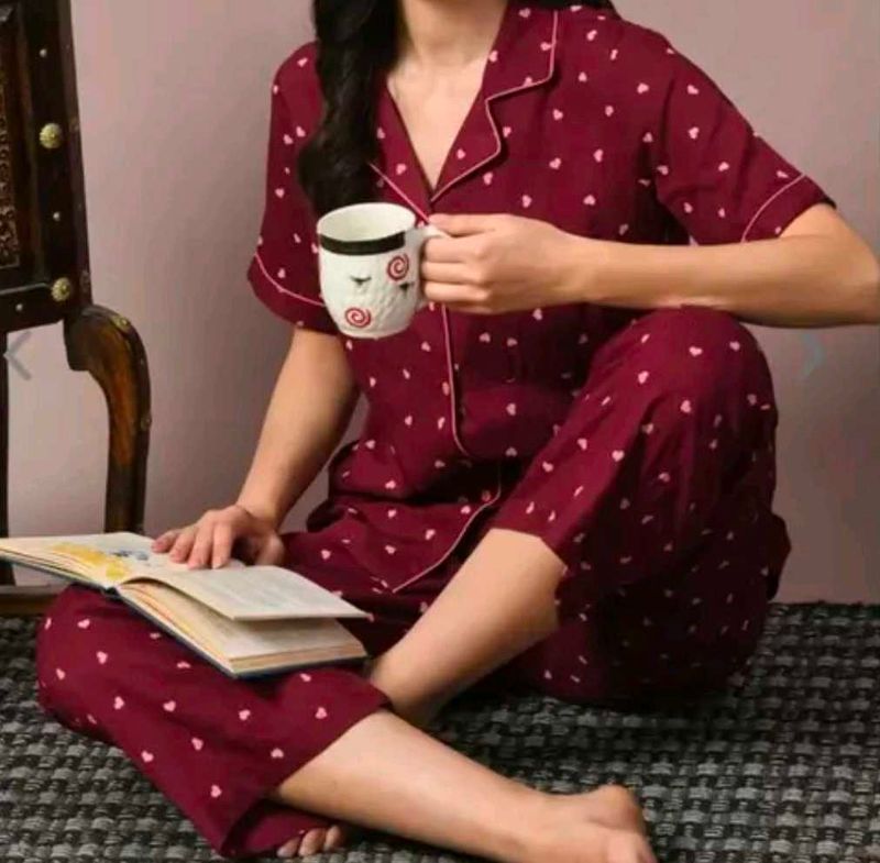 Cozy Heart Print Pajama Set